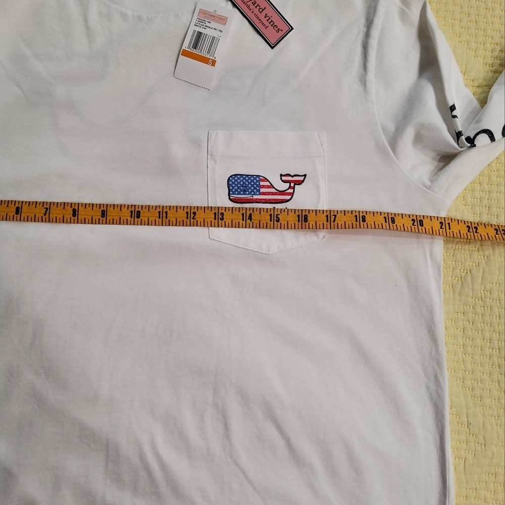 Vineyard Vines White Long Sleeve Flag Whale Pocket Tee Size S - Picture 8 of 13